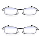 2 PACK - Gunmetal Grey Compact Folding Blue Light Blocking Reading Glasses For Men & Women