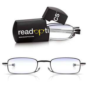 Read Optics Gunmetal Grey Compact Folding Blue Light Blocking Reading Glasses For Men & Women