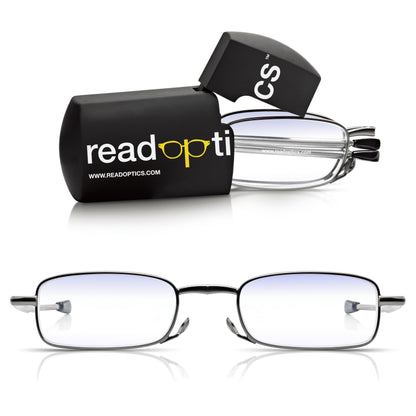 Read Optics Gunmetal Grey Compact Folding Blue Light Blocking Reading Glasses For Men & Women