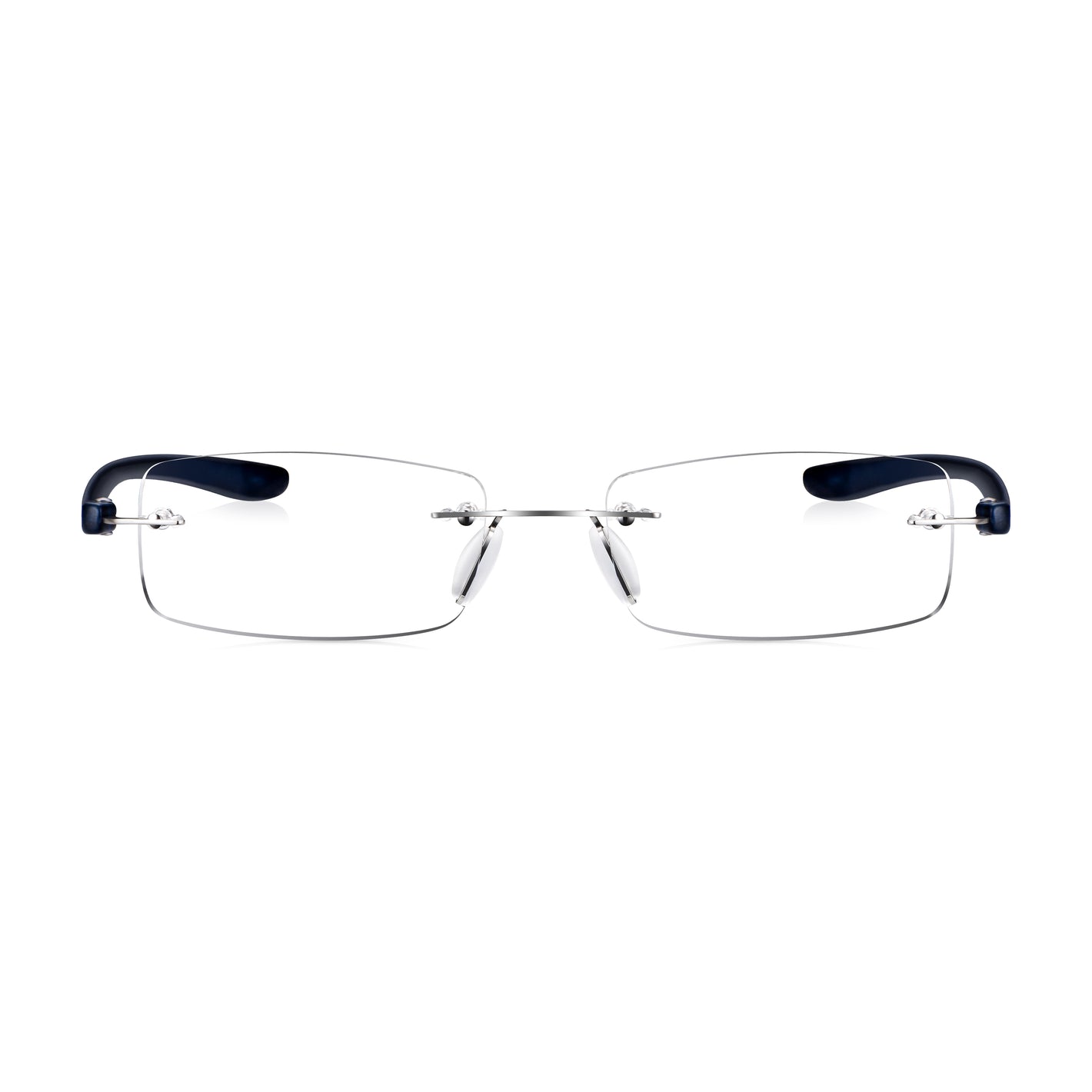 Read Optics Dark Blue Rectangular Rimless Reading Glasses for Men & Women
