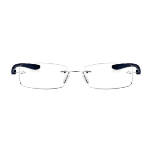 Read Optics Dark Blue Rectangular Rimless Reading Glasses for Men & Women