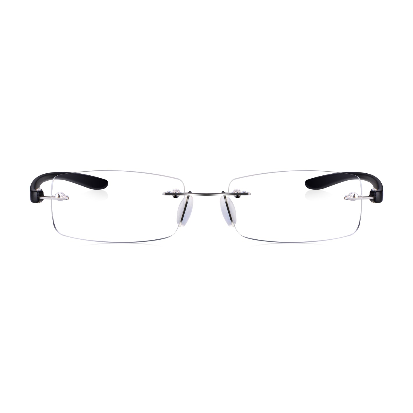 Read Optics Matt Black Rectangular Rimless Reading Glasses for Men & Women