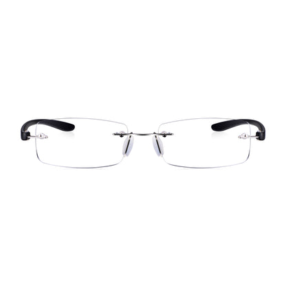 Read Optics Matt Black Rectangular Rimless Reading Glasses for Men & Women