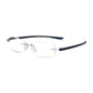 Read Optics Dark Blue Rectangular Rimless Reading Glasses for Men & Women