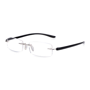 Read Optics Matt Black Rectangular Rimless Reading Glasses for Men & Women