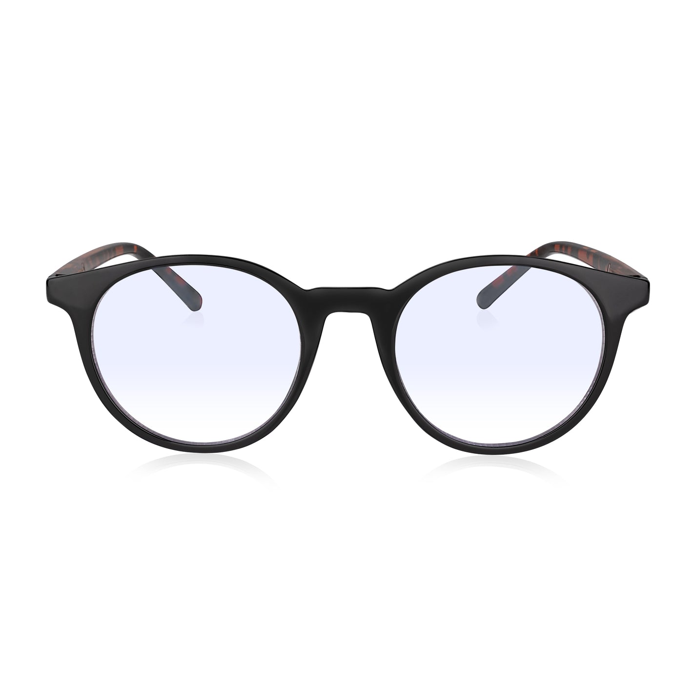 Black & Tortoiseshell Round Blue Light Blocking Reading Glasses For Men & Women