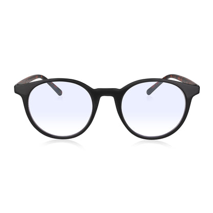 Black & Tortoiseshell Round Blue Light Blocking Reading Glasses For Men & Women