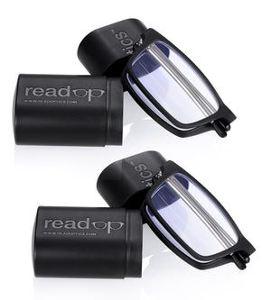 2 PACK - Black Folding Compact Blue Light Blocking Reading Glasses For Men & Women