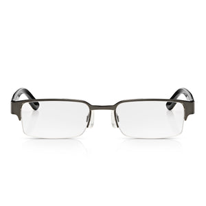 Black and Gunmetal Rectangular Semi Rimless Reading Glasses with Spring Hinges For Men & Women