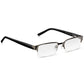 Black and Gunmetal Rectangular Semi Rimless Reading Glasses with Spring Hinges For Men & Women