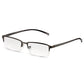 Grey Rectangular Half Frame Reading Glasses with Spring Hinges For Men