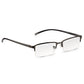 Grey Rectangular Half Frame Reading Glasses with Spring Hinges For Men