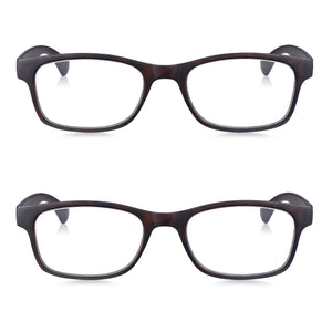 2 Pack - Brown Tortoiseshell Rectangular Reading Glasses For Men & Women