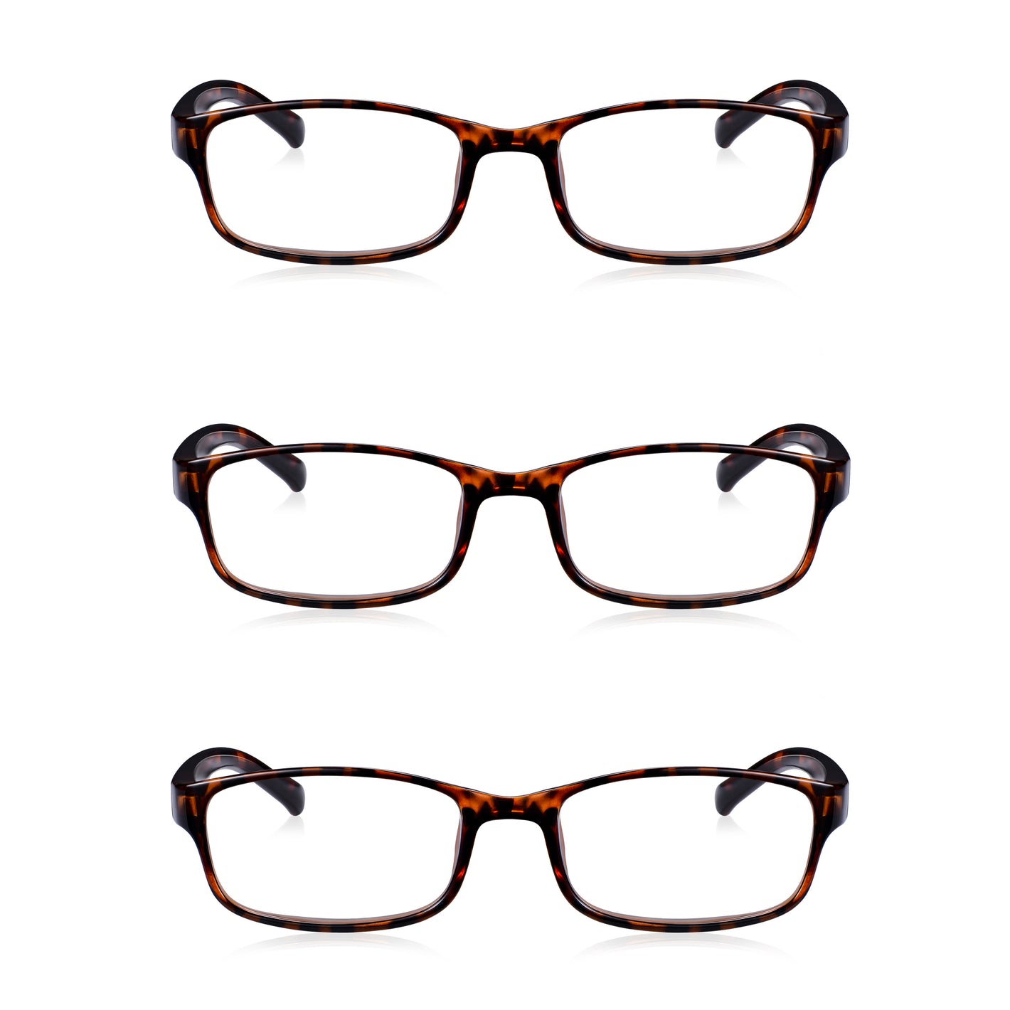 3 Pack - Read Optics Brown Tortoiseshell Square Reading Glasses For Men & Women