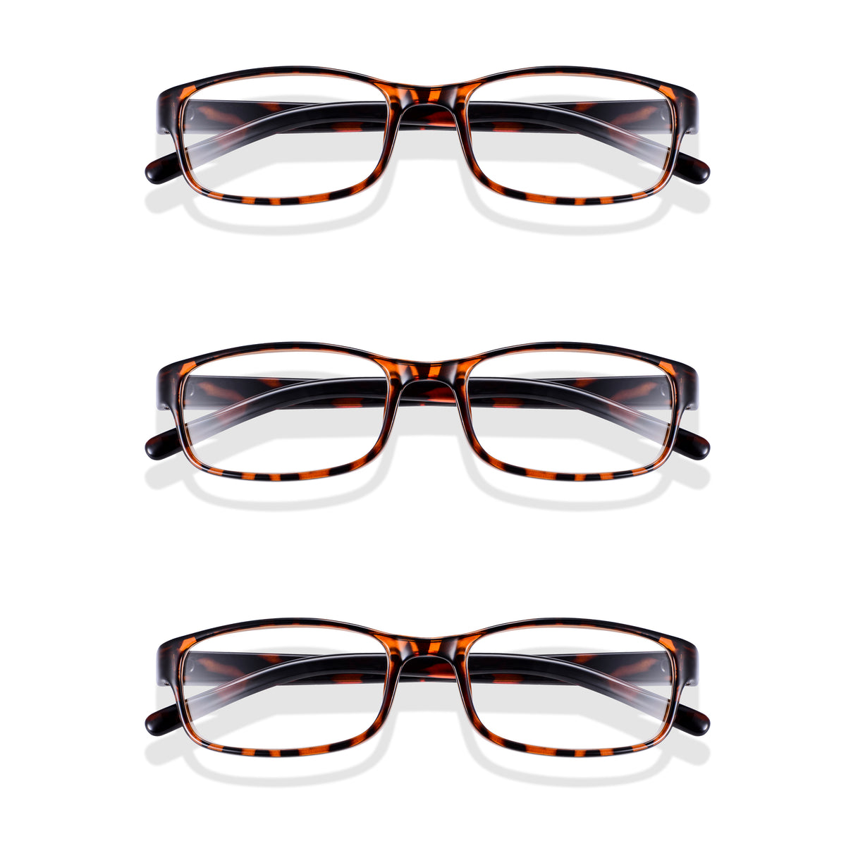 Spectacles Shell Reading 3 Pack - Read Optics Brown Tortoiseshell Square Reading Glasses For Me