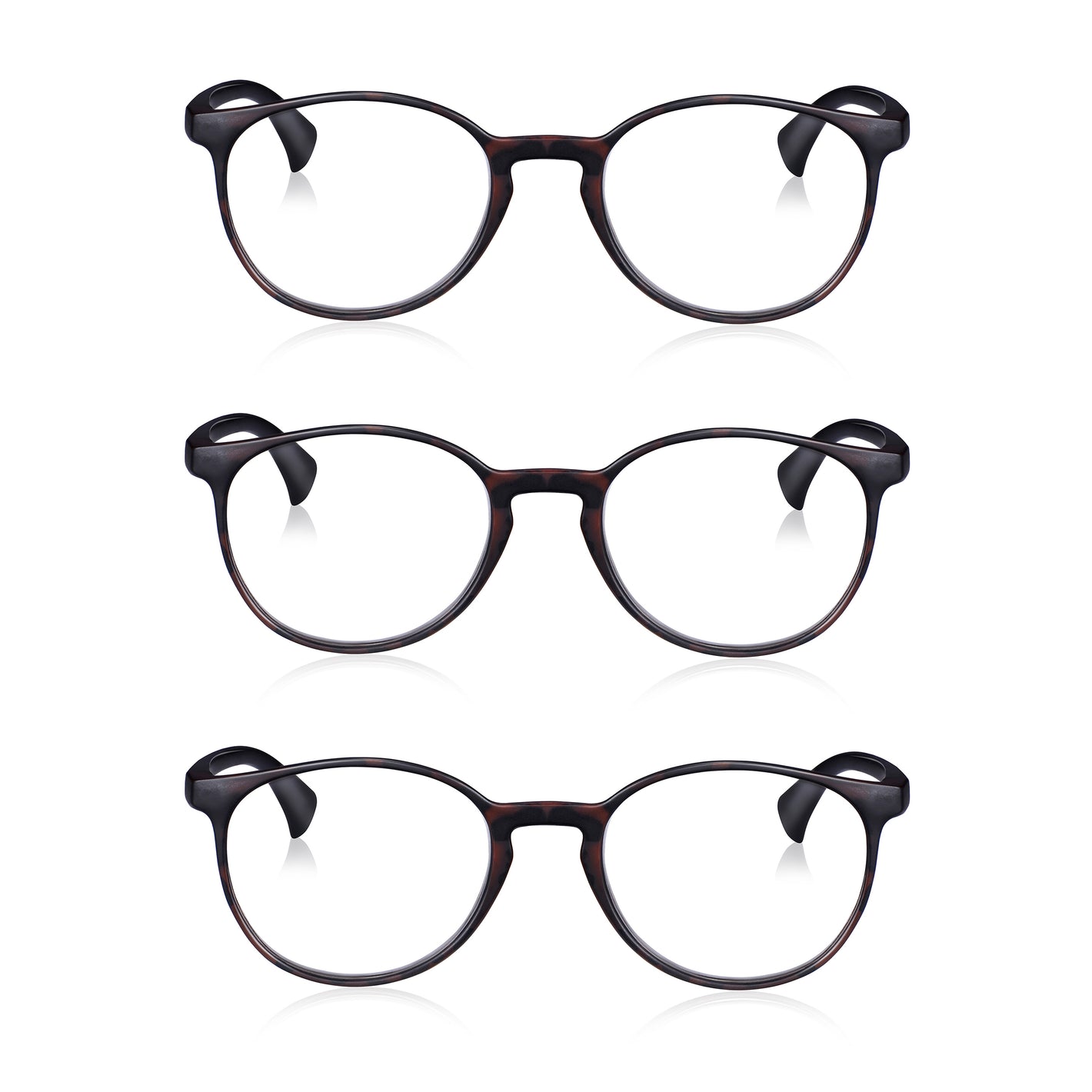 Read Optics 3 Pack Brown Tortoiseshell Round Reading Glasses For Men & Women
