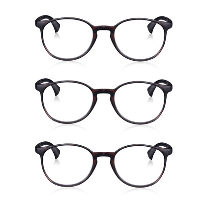 Read Optics 3 Pack Brown Tortoiseshell Round Reading Glasses For Men & Women