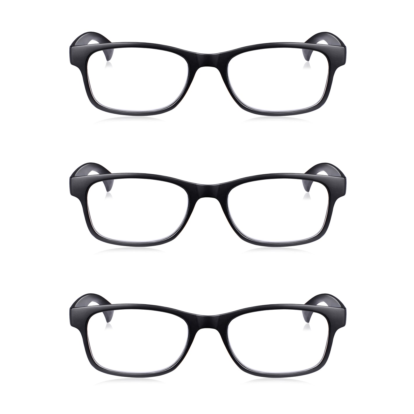 3 Pack - Black Square Reading Glasses For Men & Women