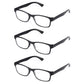 3 Pack - Black Square Reading Glasses For Men & Women