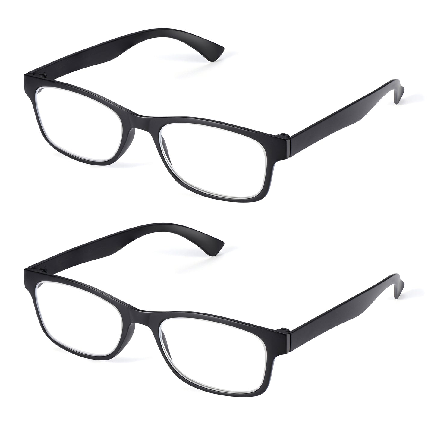 2 Pack - Black Square Reading Glasses for Men & Women