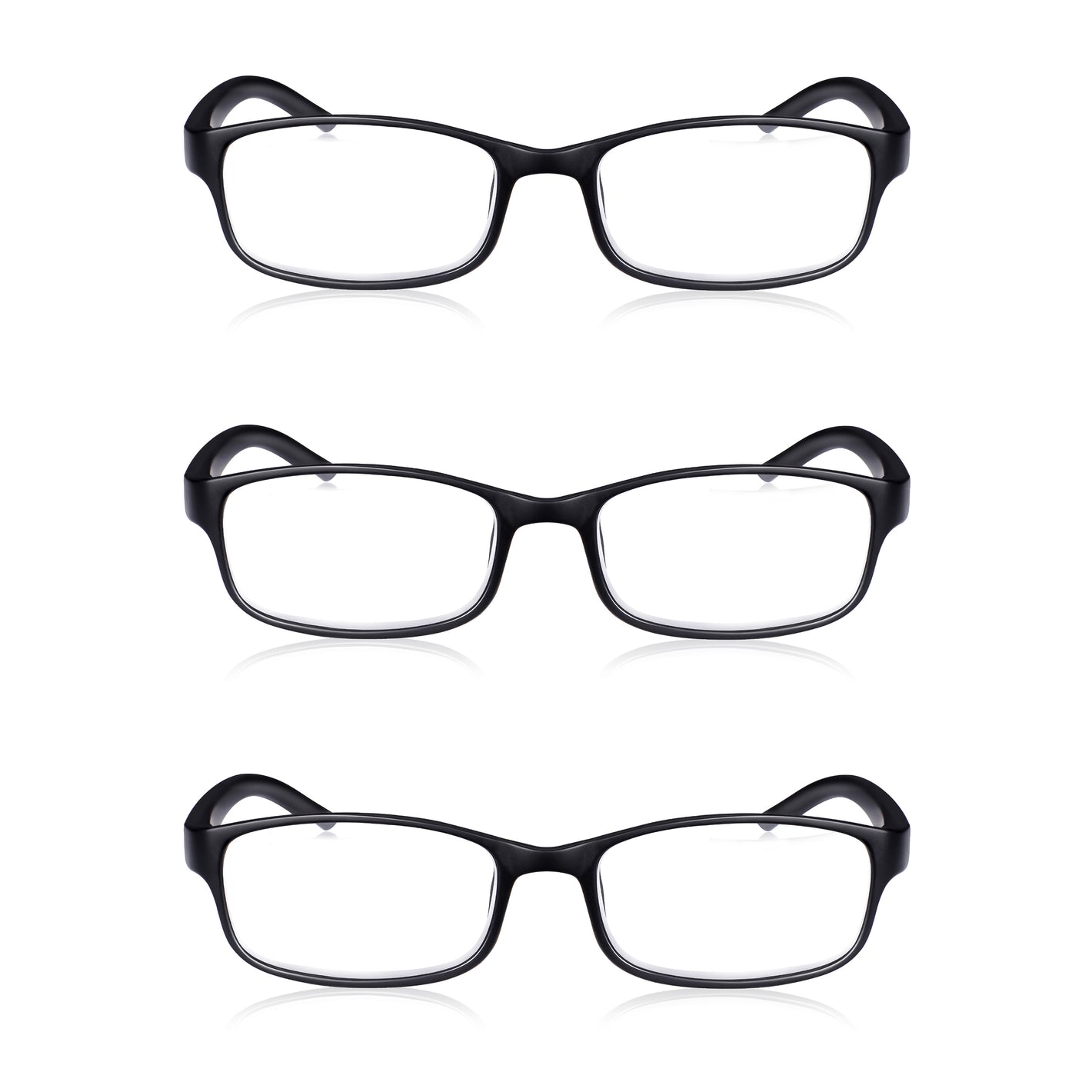 3 Pack - Black Rectangular Reading Glasses For Men & Women