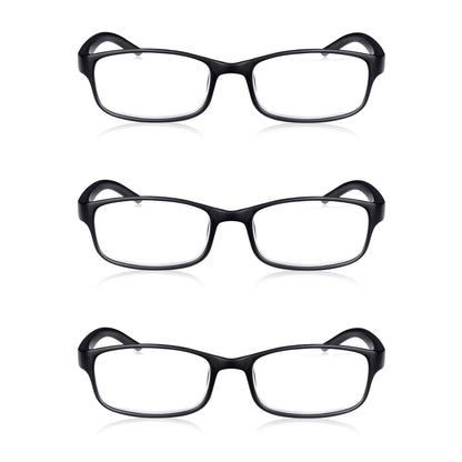 3 Pack - Black Rectangular Reading Glasses For Men & Women