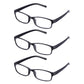 3 Pack - Black Rectangular Reading Glasses For Men & Women