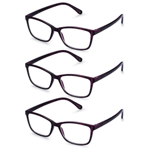 3 Pack - Read Optics Purple Tortoiseshell Rectangular Reading Glasses For Women