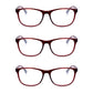 3 Pack - Read Optics Red Rectangular Reading Glasses For Men and Women