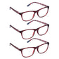 3 Pack - Read Optics Red Rectangular Reading Glasses For Men and Women