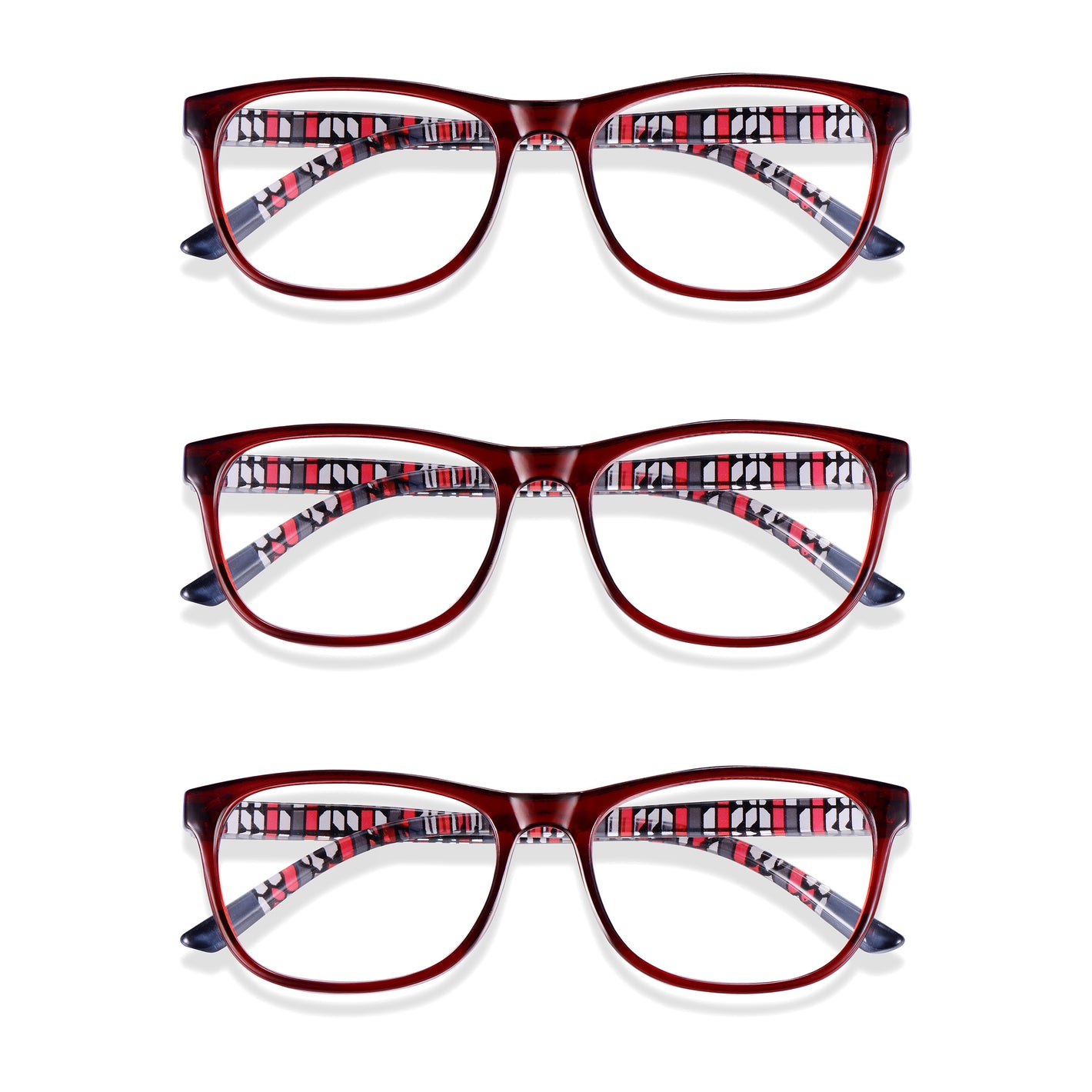 3 Pack - Read Optics Red Rectangular Reading Glasses For Men and Women