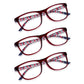 3 Pack - Read Optics Red Rectangular Reading Glasses For Men and Women