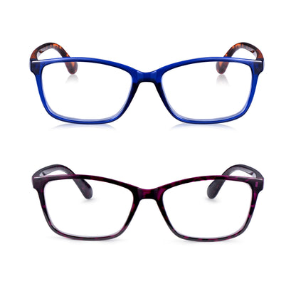 Twin Pack Reading Glasses, Fashion Readers, 2 Colours, Magnifying +1.0 to +3.5