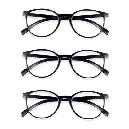 3 Pack - Read Optics Matt Black Round Reading Glasses For Men & Women