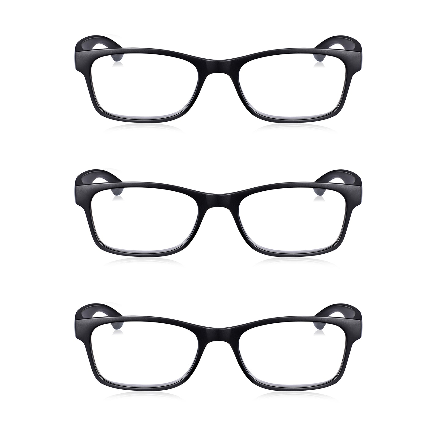 3 Pack - Black Rectangular Reading Glasses For Men & Women