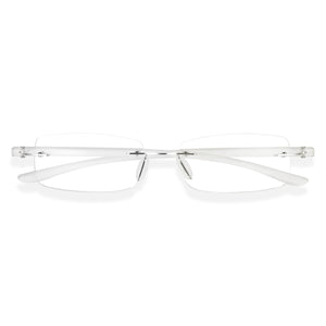 Read Optics Frosted Clear Rectangular Rimless Reading Glasses for Men & Women