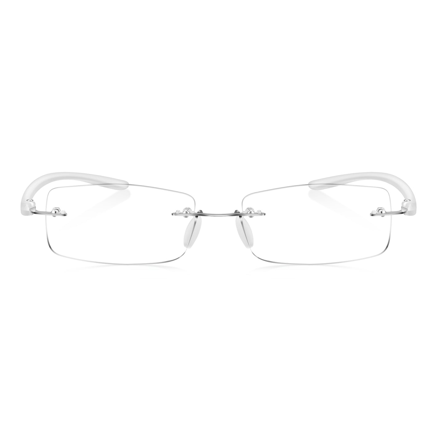 Read Optics Frosted Clear Rectangular Rimless Reading Glasses for Men & Women