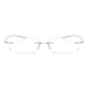 Read Optics Frosted Clear Rectangular Rimless Reading Glasses for Men & Women
