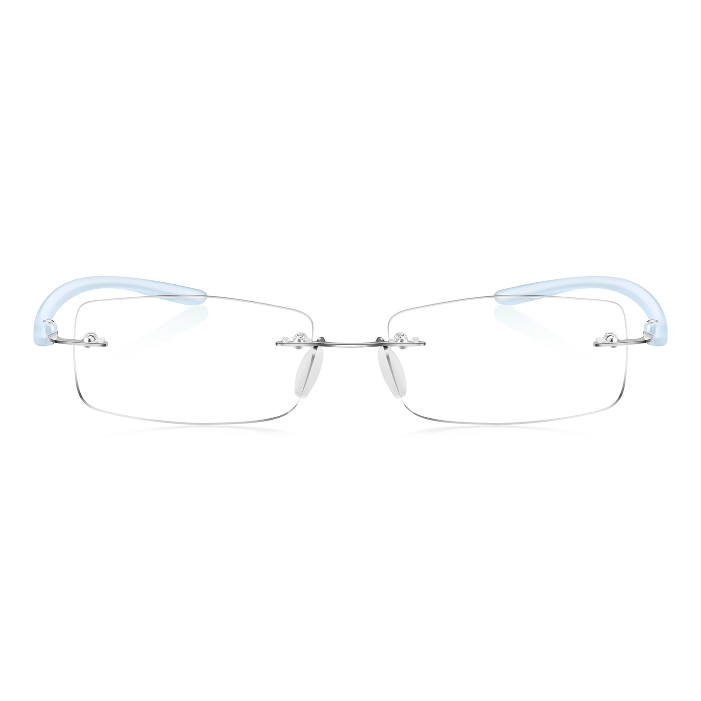Read Optics Blue Rectangular Rimless Reading Glasses for Men & Women