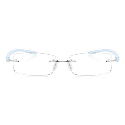 Read Optics Blue Rectangular Rimless Reading Glasses for Men & Women