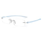 Read Optics Blue Rectangular Rimless Reading Glasses for Men & Women