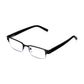 Matt Black Rectangular Semi Rimless Reading Glasses with Spring Hinges For Men & Women