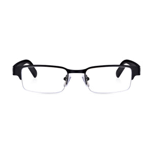 Matt Black Rectangular Semi Rimless Reading Glasses with Spring Hinges For Men & Women