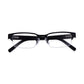 Matt Black Rectangular Semi Rimless Reading Glasses with Spring Hinges For Men & Women