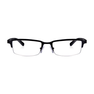 Matt Black Rectangular Half Frame Reading Glasses with Spring Hinges For Men