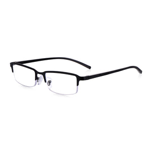 Matt Black Rectangular Half Frame Reading Glasses with Spring Hinges For Men