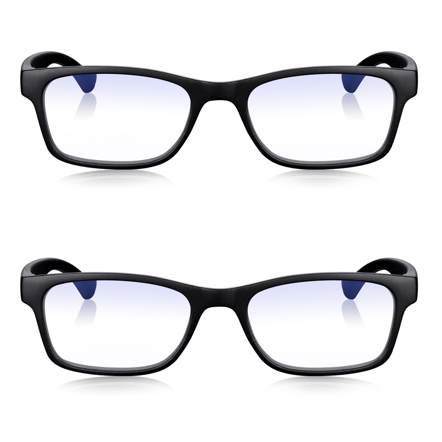 2 Pack - Read Optics Black Rectangular Blue Light Blocking Reading Glasses For Men & Women