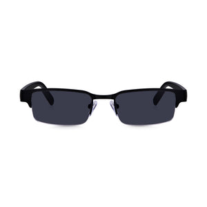 Matt Black Rectangular Semi Rimless Sun Reading Glasses with Spring Hinges For Men & Women