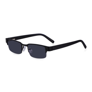 Matt Black Rectangular Semi Rimless Sun Reading Glasses with Spring Hinges For Men & Women