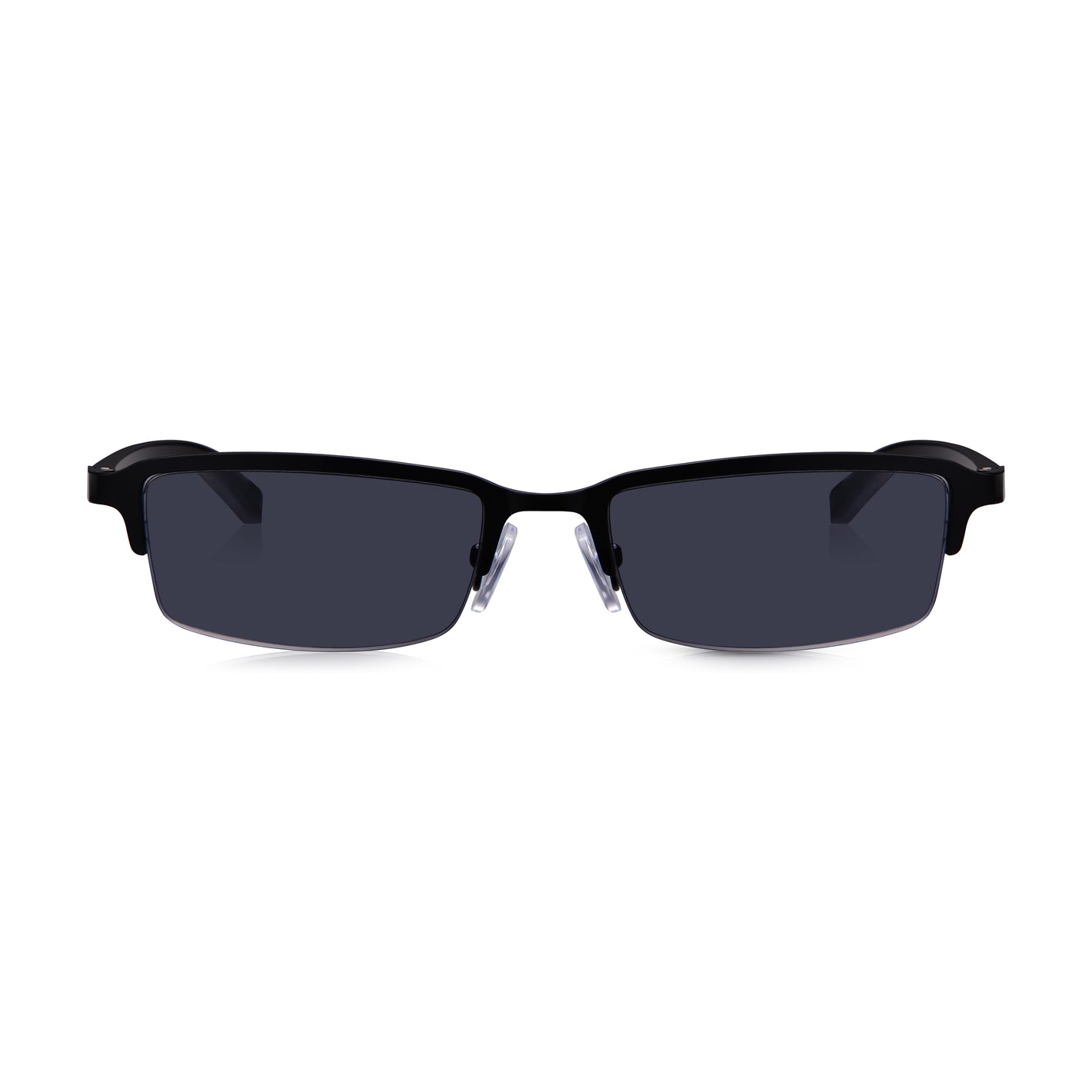 Read Optics Gloss Black Rectangular Half Frame Reading Sun Glasses with Spring Hinges For Men